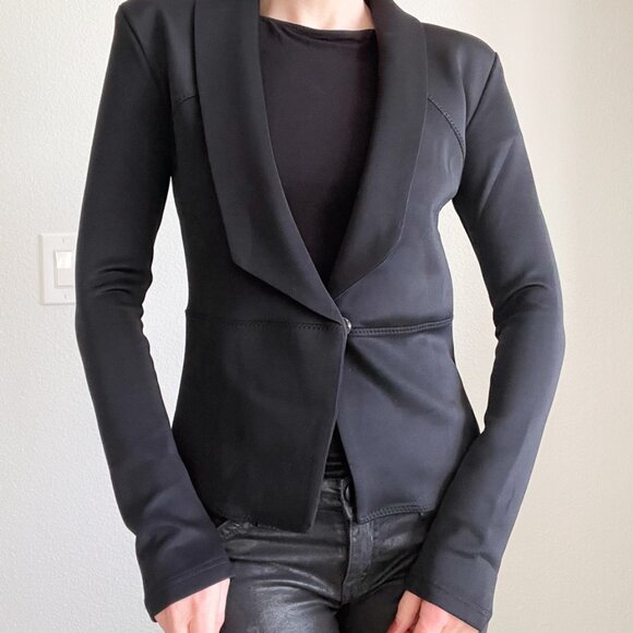 Aqua Black Tailored Blazer | Stretchy Structured Office Jacket | Workwear Staple - Picture 3 of 6